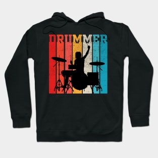 Drummer Retro Style Drum Player Hoodie